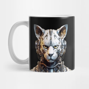 Snowstorm Cyborg - The White Robotic Cat Mug